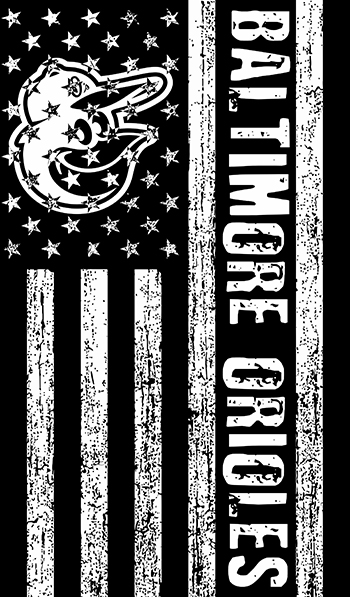 Baltimore Orioles Black And White American Flag logo iron on paper